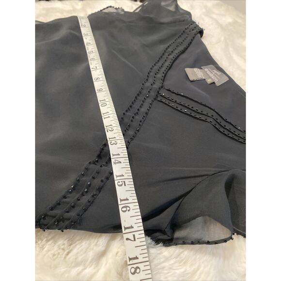 Women's Asymmetric Beaded Black Flutter Sleeve Handkerchief Maxi Dress‎ Sz 6 - Picture 7 of 12